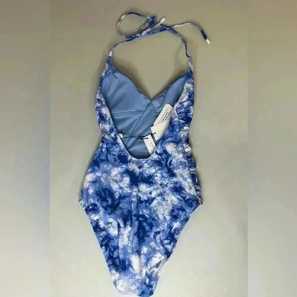 Sanctuary Women's Blue Tie Dye Halter Poolside One Piece Swimsuit XS NWT - Picture 4 of 6